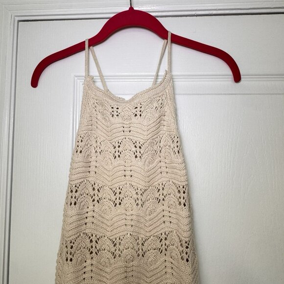 Miou Muse Abigale Crochet Maxi Dress Cream Boho Knit APIARI Size Large - Picture 3 of 11